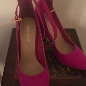 Hot pink suede shoes